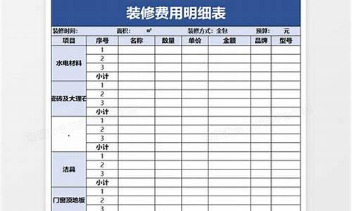 装修费用支出明细表表格